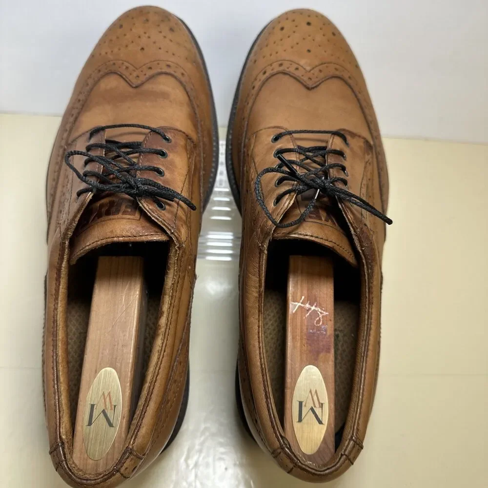 Frye Men's 10 M David Wingtip Oxford Dress Leather Shoes Brown Tan Cognac 84535